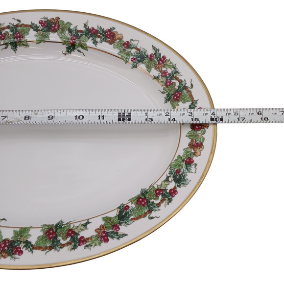 Royal Gallery The Holly and the Ivy Christmas Oval Platter 16" – 1993 Holiday Se - Picture 9 of 11